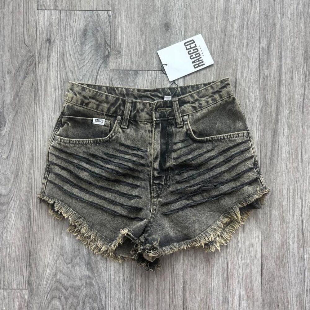 DollsKill Ragged Priest Black Wash Denim Shorts, Size 26. $78 retail. NWT.